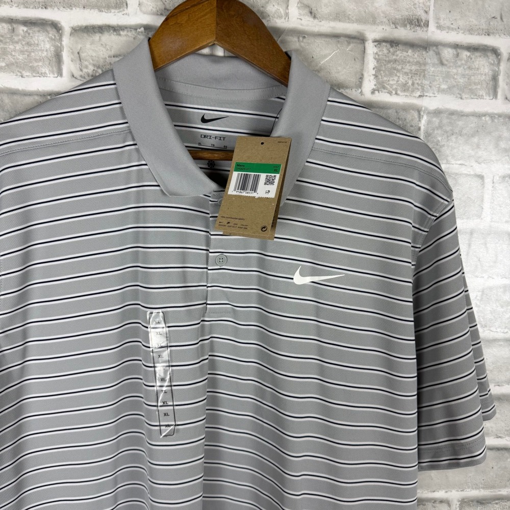 Nike Dri-FIT Victory Mens Golf Polo Shirt Grey Striped DH0829-077 XL NEW